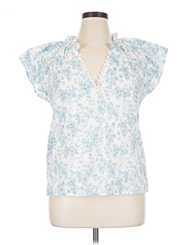 Aqua Short Sleeve Blouse (view 1)