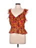Veronica Beard 100% Silk Floral Orange Sleeveless Silk Top Size 12 - photo 1