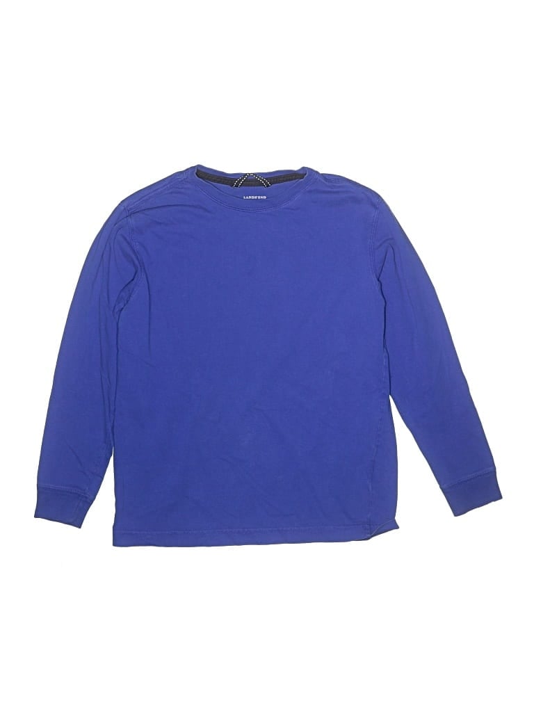 Pre-owned Lands' End Kids'  Long Sleeve T-shirt In Blue