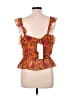 Veronica Beard 100% Silk Floral Orange Sleeveless Silk Top Size 12 - photo 2