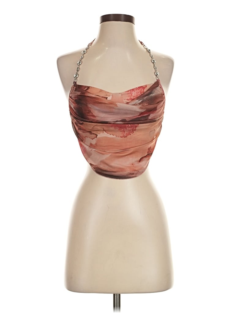 Pre-owned Cider Tank Top Brown Halter Neckline Tops