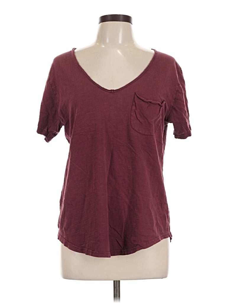 Pre-owned Pact Short Sleeve T-shirt In Burgundy