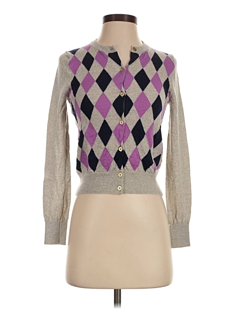 Pre-owned Jcrew Wool Cardigan Sweater In Purple