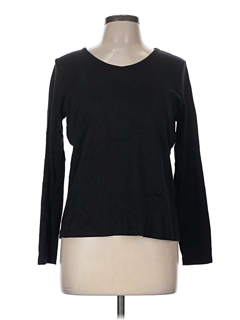 Pre-owned L.l.bean Long Sleeve Top Black Crew Neck Tops