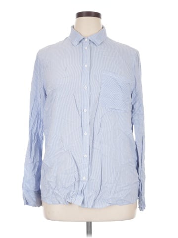 Cosmic Blue Love Long Sleeve Button-Down Shirt (view 1)
