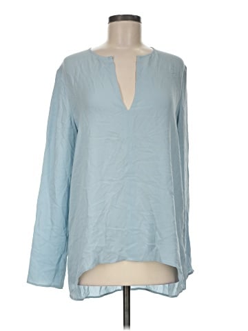 Theory Long Sleeve Silk Top (view 1)