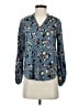 Ann Taylor 100% Polyester Floral Blue 3/4 Sleeve Blouse Size XXS (petite) - photo 1