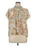 Rose + Olive 100% Polyester Floral Green Short Sleeve Blouse Size XL - photo 1
