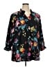 Lane Bryant 100% Polyester Floral Black 3/4 Sleeve Blouse Size 22 - 24 Plus - photo 1
