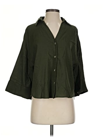 Zara 3/4 Sleeve Button-Down Shirt (view 1)