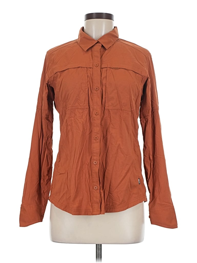 Pre-owned Rei Co Op Long Sleeve Button Down Shirt In Brown