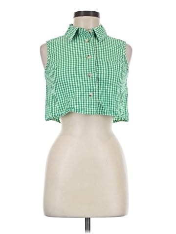 Olivaceous Sleeveless Button-Down Shirt (view 1)