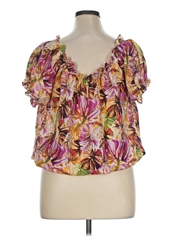 Lafayette 148 New York Short Sleeve Silk Top (view 2)