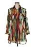 Sunny Leigh 100% Polyester Color Block Green Long Sleeve Button-Down Shirt Size M - photo 1
