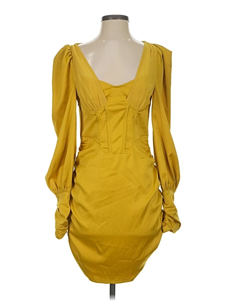 Pre-owned Prettylittlething Cocktail Dress In Yellow