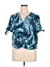 MICHAEL Michael Kors Blue Short Sleeve Blouse Size XL - photo 1