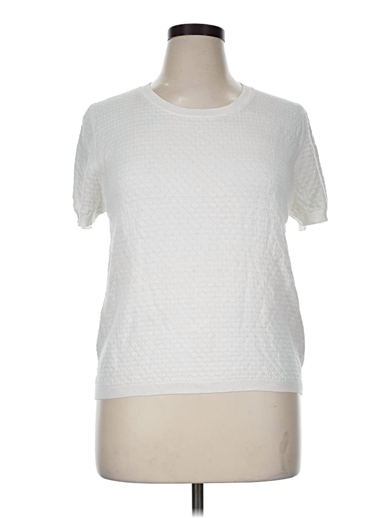 Pre-owned August Silk Pullover Sweater In White