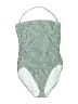 Ellen Tracy Chevron-herringbone Green Swimsuit Top Size 12 - photo 1