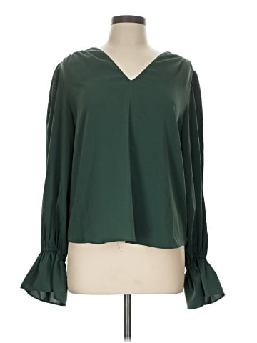 Aqua Long Sleeve Blouse (view 1)