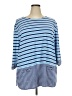 N Touch Stripes Blue 3/4 Sleeve Top Size 2X - photo 1