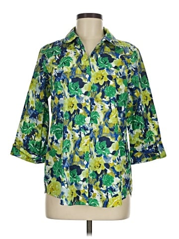 Jones New York Signature 3/4 Sleeve Button-Down Shirt (view 1)