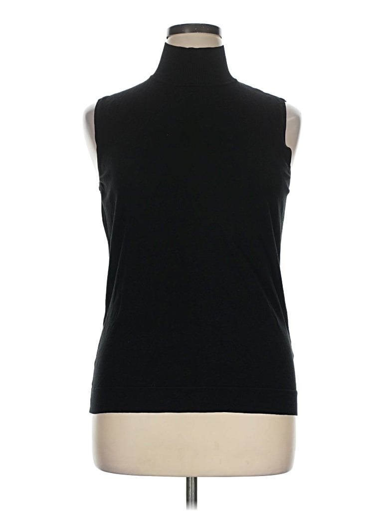 Pre-owned August Silk Sleeveless Top Black High Neck Tops