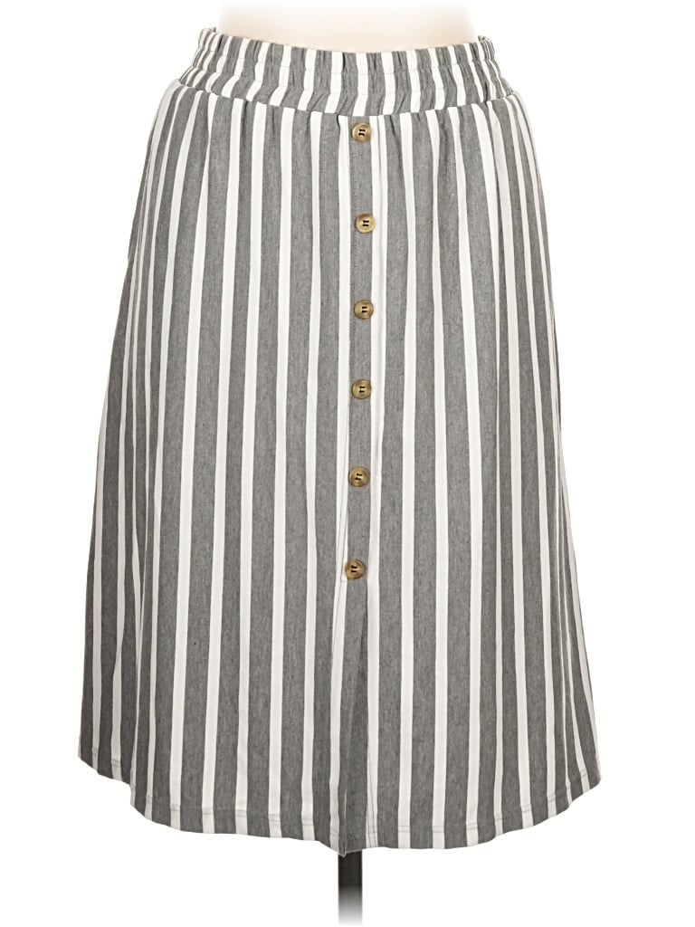 Pre-owned Tickled Teal Casual Skirt In Gray