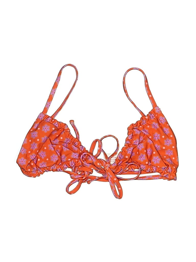 Assorted Brands Swimsuit Top Orange Hearts Pattern Swimwear In Multi