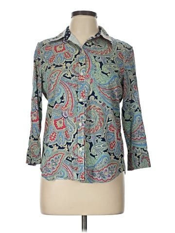 Chaps 3/4 Sleeve Button-Down Shirt (view 1)