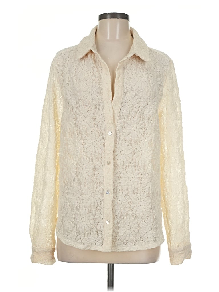 Pre-owned Gilli Long Sleeve Blouse In Ivory