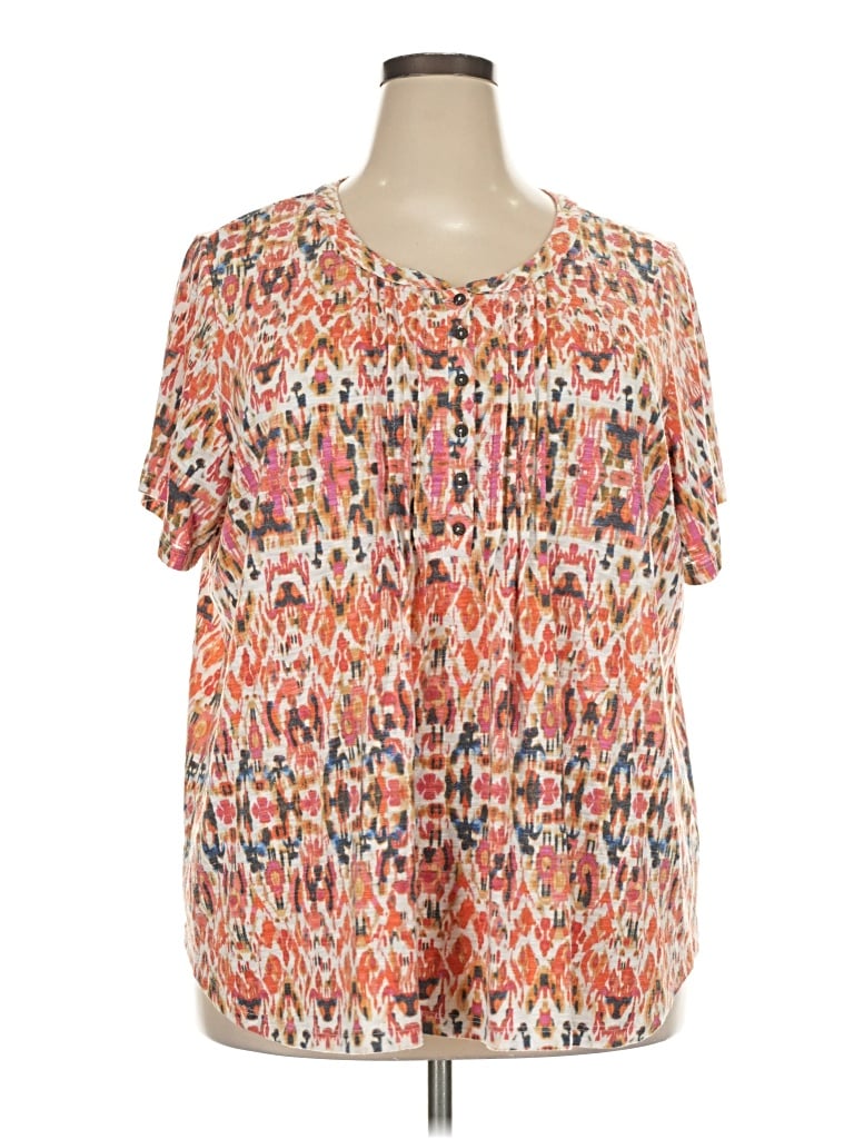 Pre-owned Rose + Olive Short Sleeve Blouse In Orange