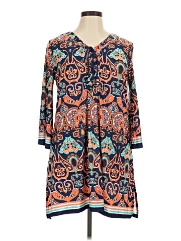 Mandarin Blue Casual Dress (view 1)