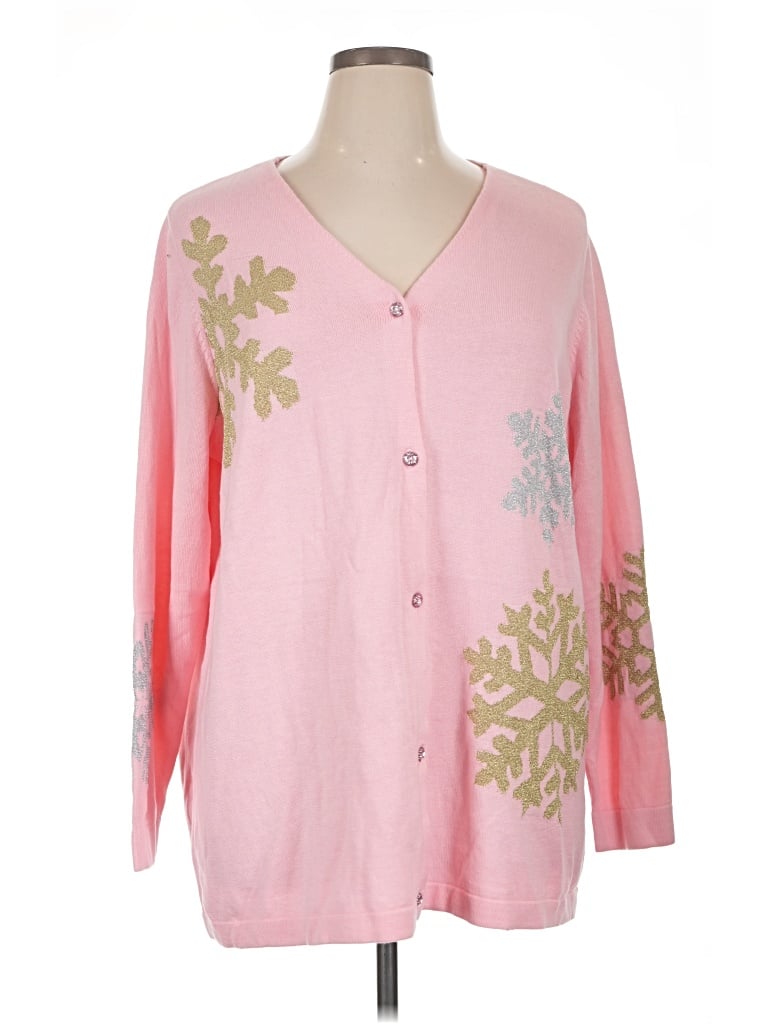 Pre-owned Quacker Factory Cardigan Sweater In Pink