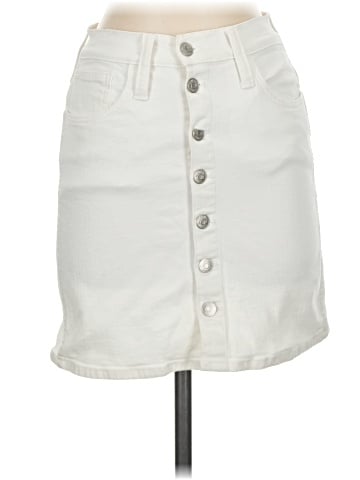 Madewell Stretch Denim Straight Mini Skirt in Tile White: Button-Front Edition (view 1)
