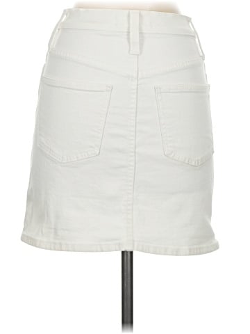Madewell Stretch Denim Straight Mini Skirt in Tile White: Button-Front Edition (view 2)