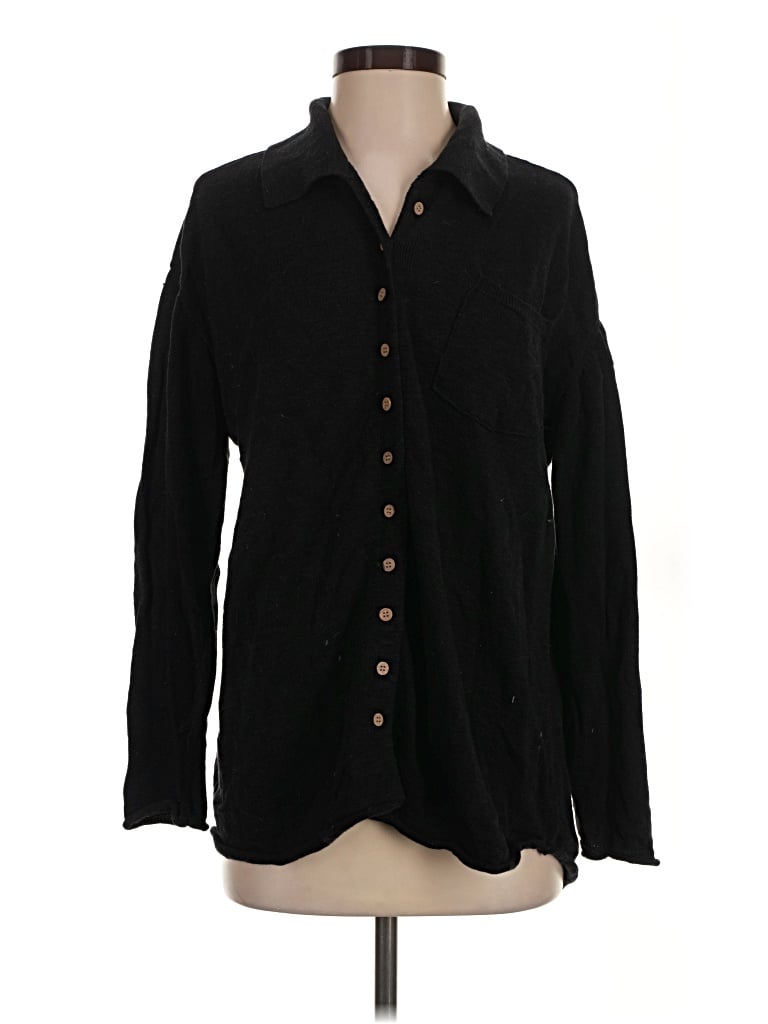 Pre-owned Fp Beach Long Sleeve Button Down Shirt In Black