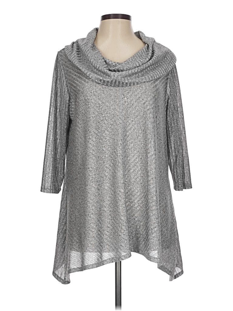 Pre-owned Nygard 3/4 Sleeve Top Silver Cowl Neck Tops
