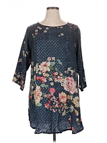 Johnny Was 3/4 Sleeve Silk Top (view 1)