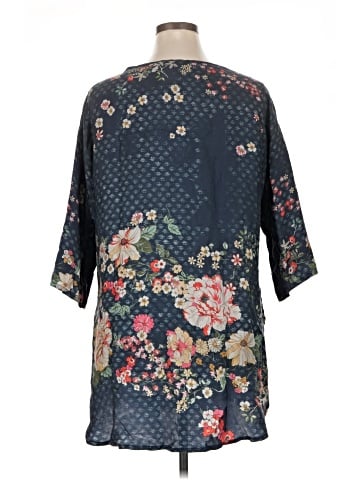 Johnny Was 3/4 Sleeve Silk Top (view 2)