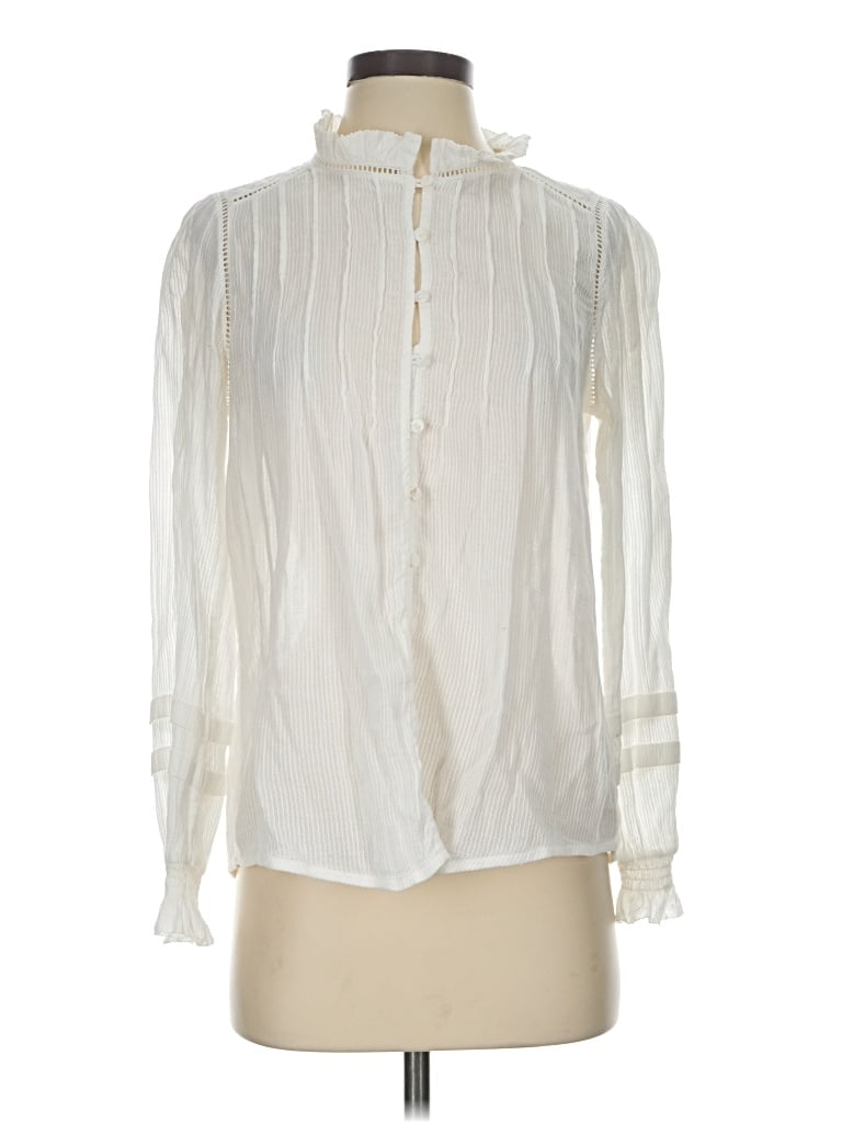 Pre-owned Faherty Long Sleeve Blouse In Ivory