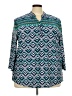N Touch Chevron-herringbone Teal 3/4 Sleeve Blouse Size 3X - photo 1