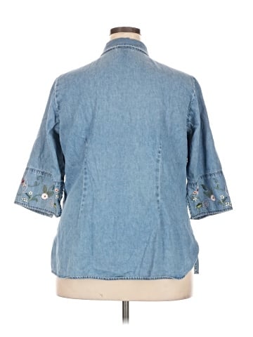 Fashion Bug 3/4 Sleeve Button-Down Shirt (view 2)