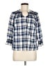 Talbots Plaid Blue 3/4 Sleeve Button-Down Shirt Size Med Petite - photo 1