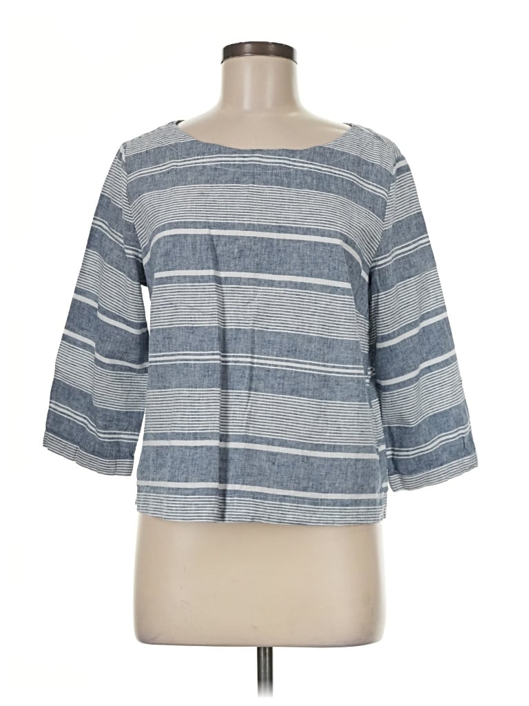 Pre-owned Sigrid Olsen 3/4 Sleeve Top Gray Boatneck Tops