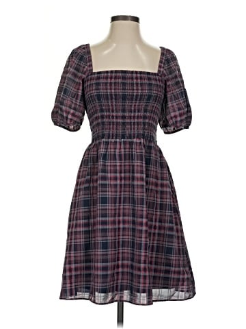 Madewell Lucie Puff-Sleeve Smocked Mini Dress in Rockfern Plaid (view 1)