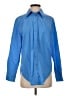 Cos Chevron-herringbone Blue Long Sleeve Button-Down Shirt Size 2 - photo 1