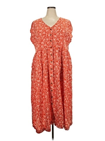 Madewell Plus Button-Front Midi Dress in Piazza Flora (view 1)
