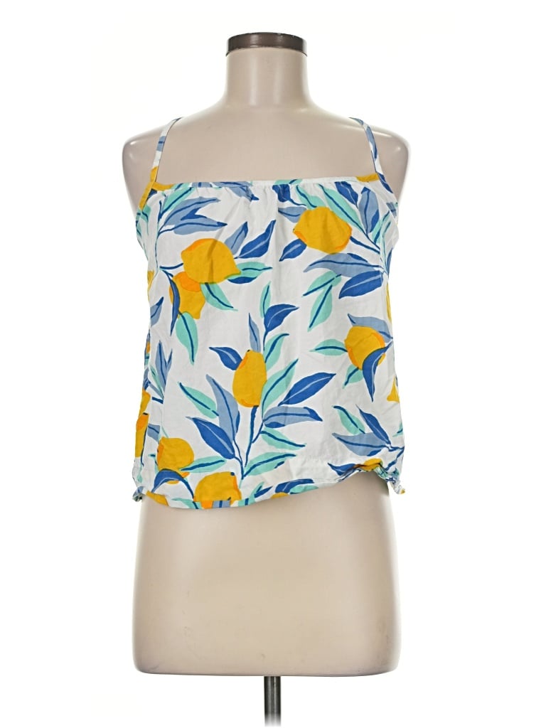 Pre-owned Printfresh Tank Top Yellow Strapless Neckline Tops