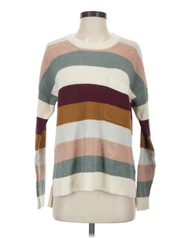 Madewell Thompson Pocket Pullover Sweater in Rainbow Stripe (view 1)