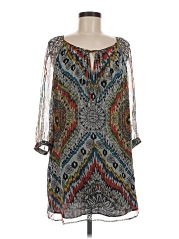 Lavender Brown 3/4 Sleeve Silk Top (view 1)